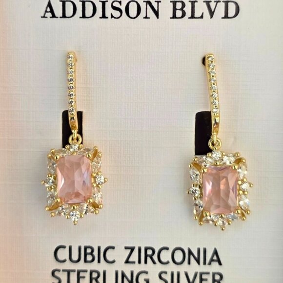 Addison Blvd. Cubic Zirconia Earring, Pink - Picture 1 of 3